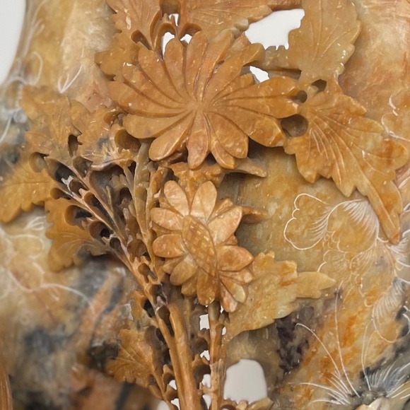 SOAPSTONE CARVED DOUBLE  VASE-UNIQUE - Picture 3 of 7